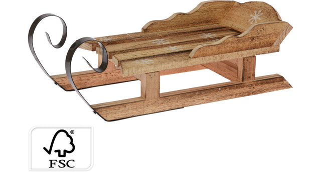Houten slee 34x14x11cm gebrand