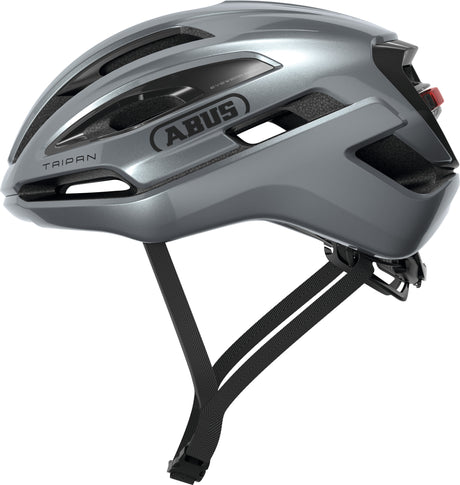 Abus Fahrradhelm Taipan LED Graphite Silver M – 54–58 cm – Silber – für den Einsatz auf Gravelbikes geeignet – 295 g