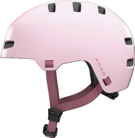 Abus Fahrradhelm Xoxo Strawberry Rose L – 57-61 cm – Pink – geeignet für den Einsatz auf Elektrofahrrädern – City-Fahrrädern – 440 g