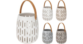 Lantaarn keramiek met handvat d15,5 h20cm 4 assortie kleur ''grijs''