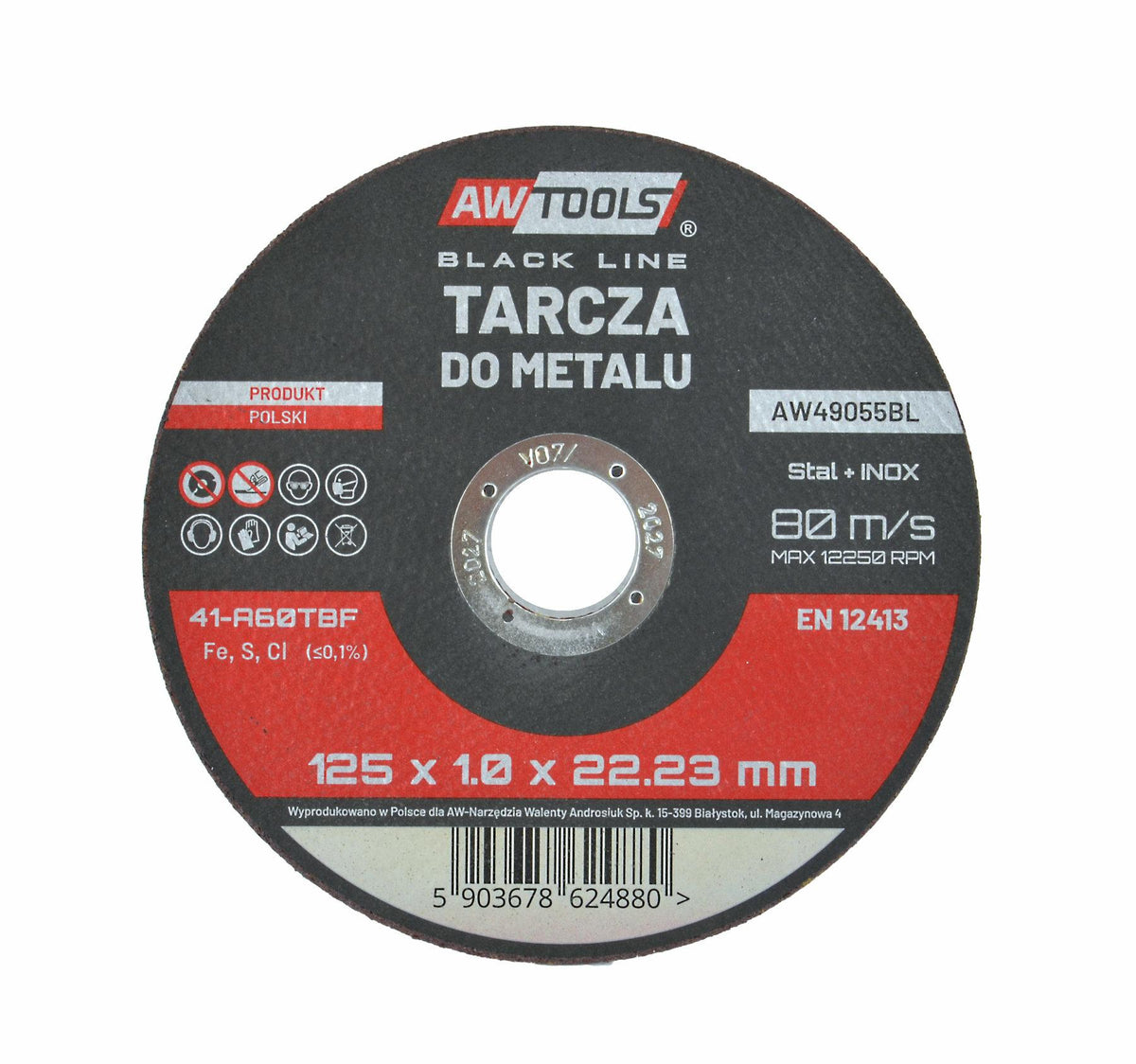 Awtools metalen schild 125*1,0mm zwart line