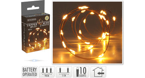 Led indoor koperdraad 10l 90cm led extra warm wit - incl 2x knoopcelbatterij