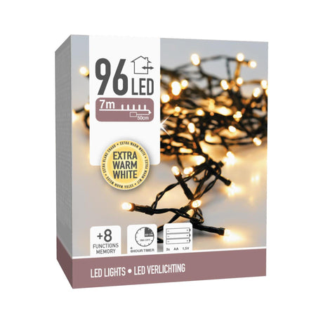 Weihnachtsbeleuchtung 96LED Batterie warmweiß