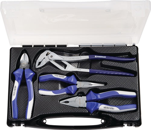 Promat tecwerk Zangenset | Inhalt: 4 Teile | verchromt | Kunststoffkoffer - 4000810814
