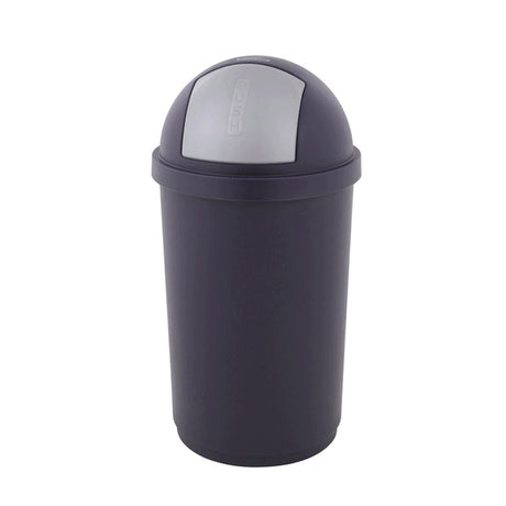 Afvalbak met pushdeksel blauw zilver (45 liter)