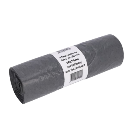 Afvalzak grijs 60×80cm t50 trekband (300 stuks)