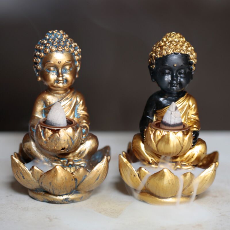 Buddha- und Lotus-Rückfluss-Räucherstäbchenhalter
