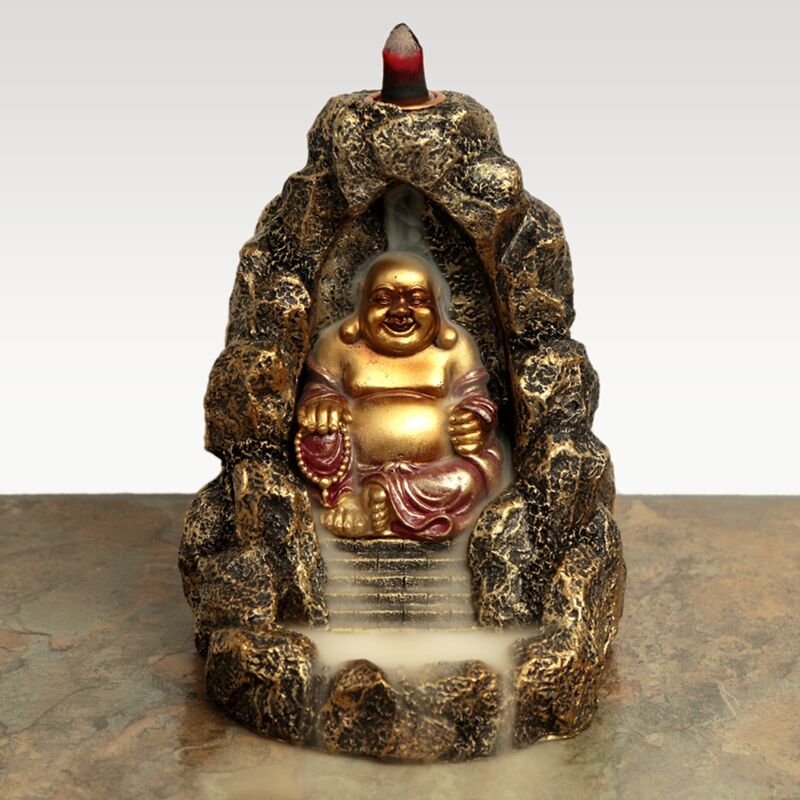 Chinesischer lachender Buddha-Rückfluss-Räucherstäbchenhalter