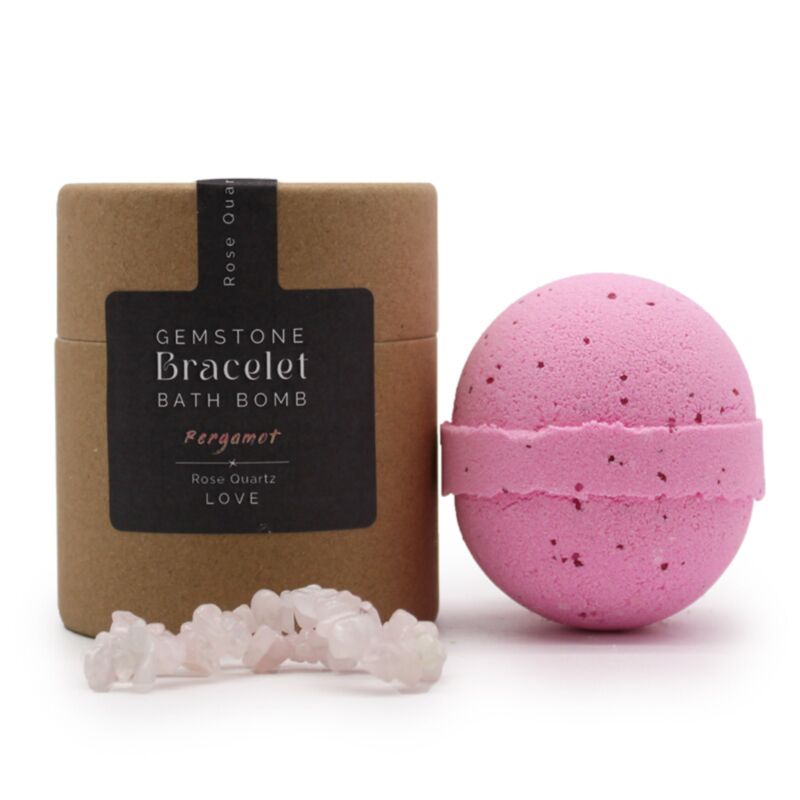 Rosenquarz-Armband, Sheabutter-Bergamotte-Badebombe