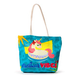 Holiday Vibes Einhorn-Strandtasche aus Segeltuch