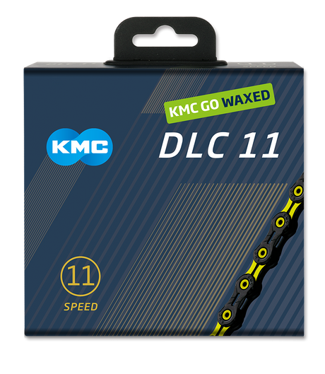 Kmc Kette DLC 11 118l Box gewachst 11-fach schwarz gelb