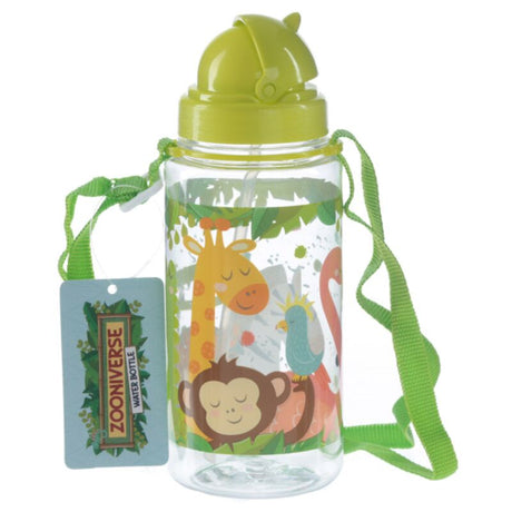 Zoo nachhaltige, BPA-freie 450-ml-Kinderwasserflasche mit Strohhalm