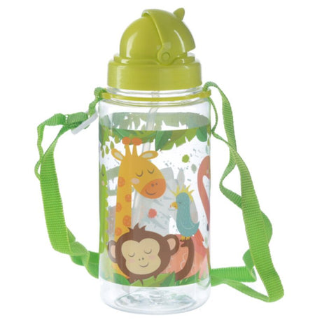 Zoo nachhaltige, BPA-freie 450-ml-Kinderwasserflasche mit Strohhalm