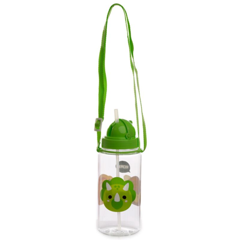 Cutiemals Dinosaurier nachhaltige BPA-freie 450 ml Kinderwasserflasche mit Strohhalm