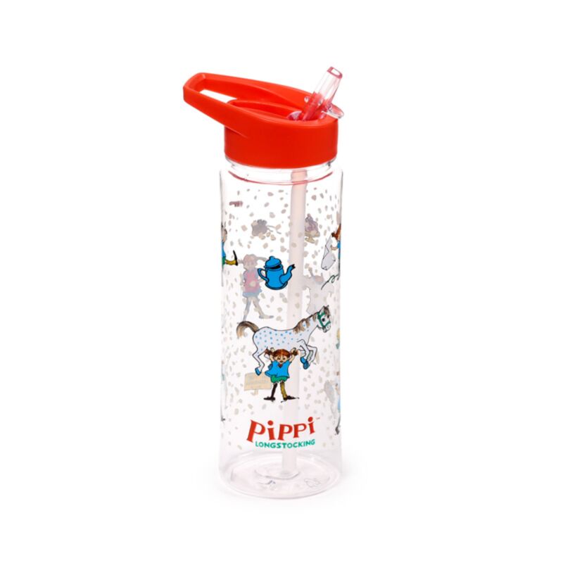 Pippi Langstrumpf Ecozen Wasserflasche 550 ml mit Flip-Strohhalm