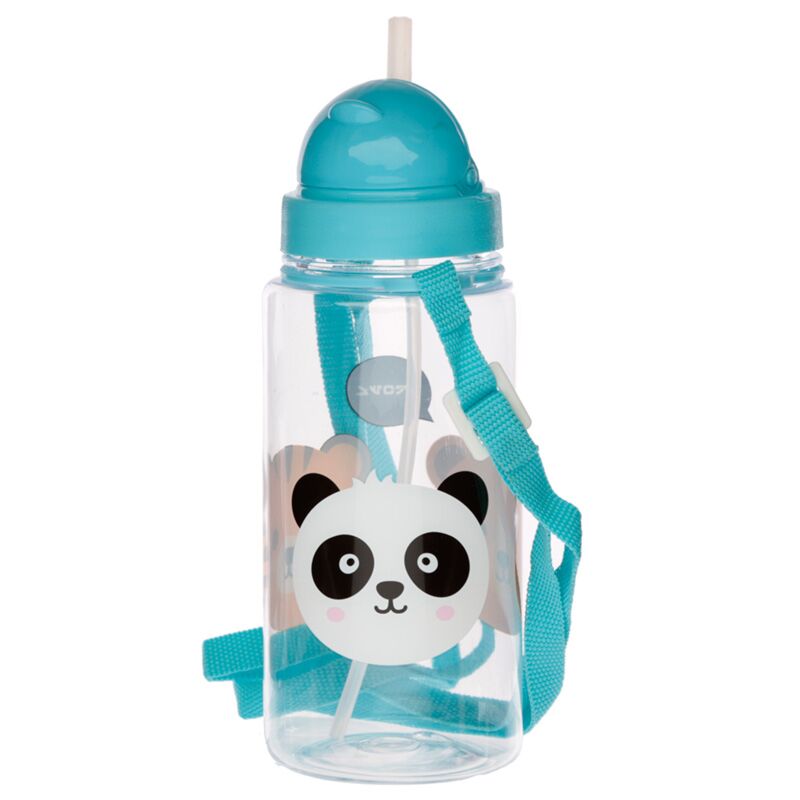 Adoramals nachhaltige, BPA-freie 450-ml-Wasserflasche für Kinder mit Strohhalm