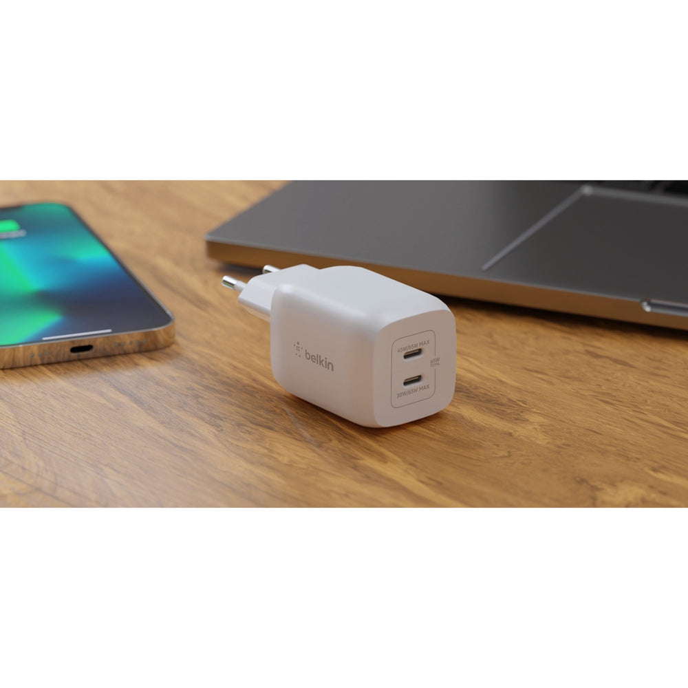Belkin Boostcharge 2-Poort USB-C Gan-Wallader mit P.