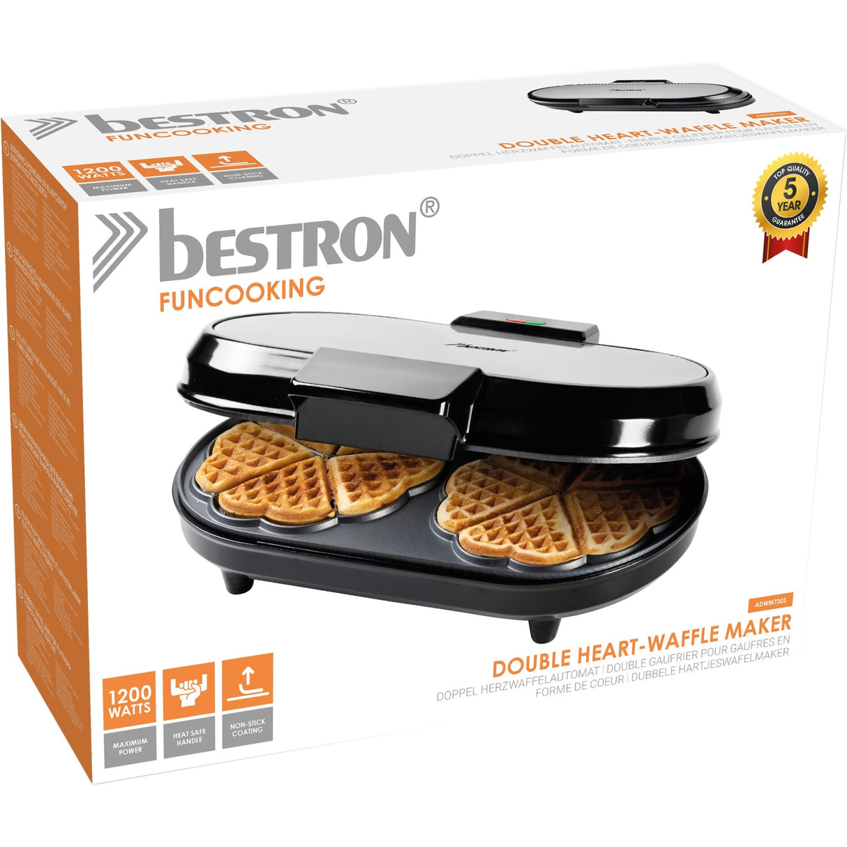 Bestron ADWM730S Doppelwaffelhersteller für klassisches Hartvor
