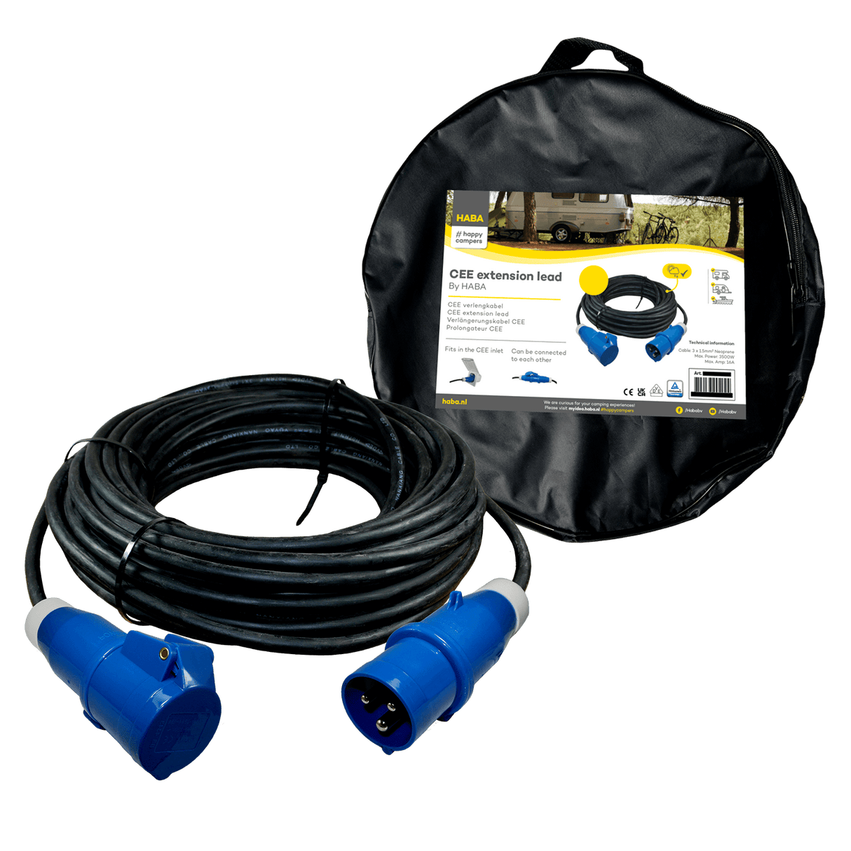 Ngk verleabel 50 meter neopreen 3x 2.5mm² - cee stekker en cee contrastekker - in kabeltas