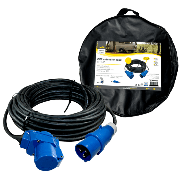 Ngk verleabel 30 meter neopreen 3x 1.5mm² - cee stekker en haakse koppeling - in tas