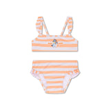 Blau | Orangefarbener UV-Bikini für Mädchen