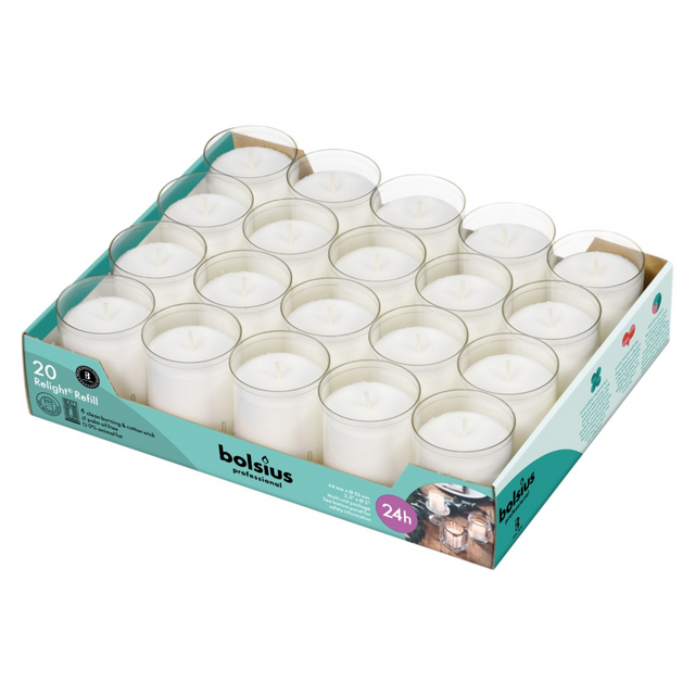 Bolsius Kerzenhalter-Nachfüllung transparent ø52x64 mm 24 Stunden (20 Stück)