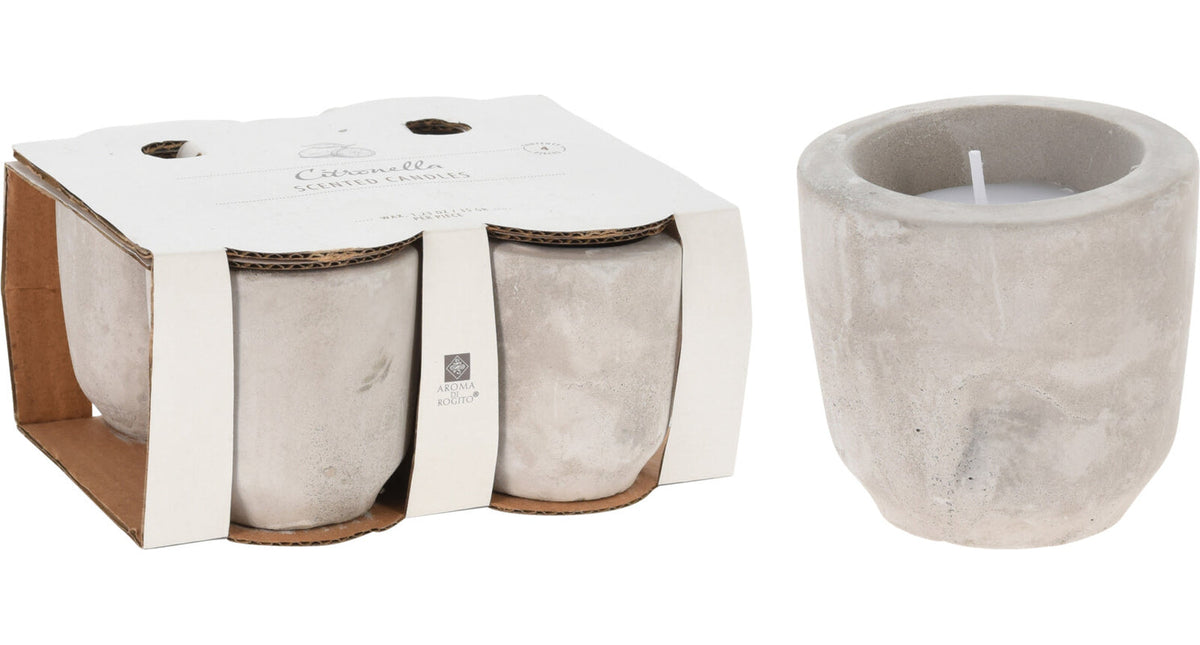 Set van 4 citronella kaars in cementen pot h5,7 d5,5cm