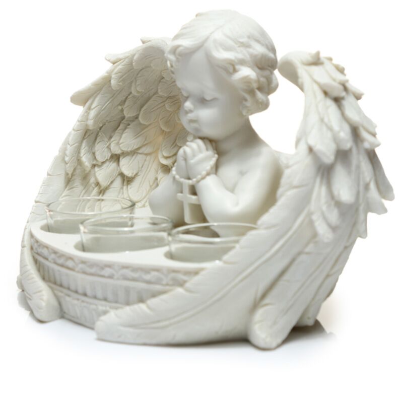 Weißer Cherub 3 Teelichthalter