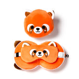 Relaxeazzz Plüsch-Schlafmaske mit rotem Panda, rund, Reisekissen