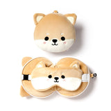 Relaxeazzz Plüsch Shiba Inu runde Reisekissen-Schlafmaske