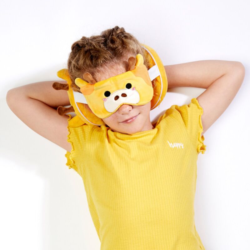 Relaxeazzz Giraffe runde Reisekissen-Schlafmaske