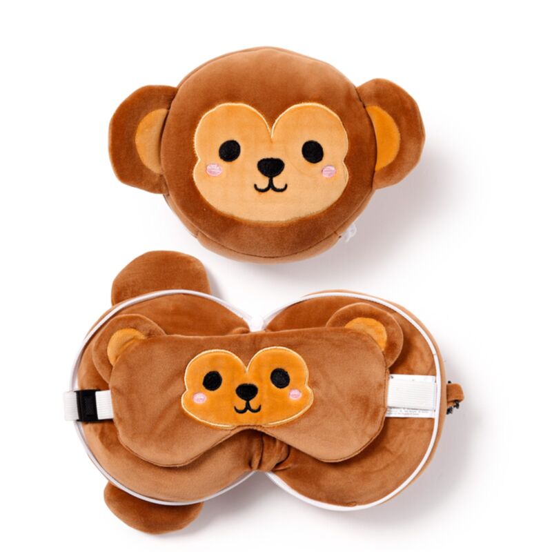 Relaxeazzz Monkey runde Reisekissen-Schlafmaske