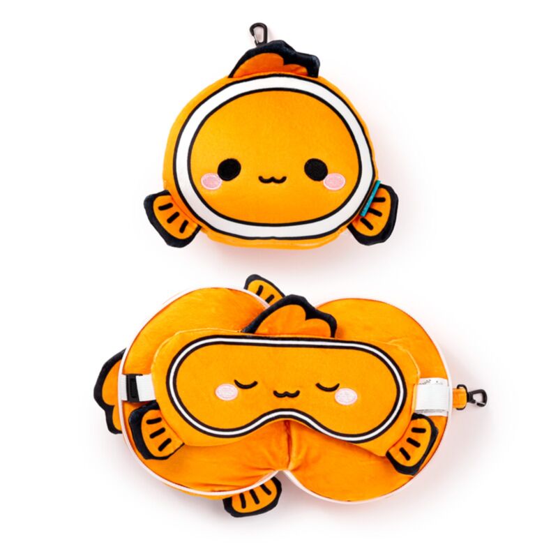 Relaxeazzz Adoramals Finley der Clownfisch, runde Reisekissen-Schlafmaske