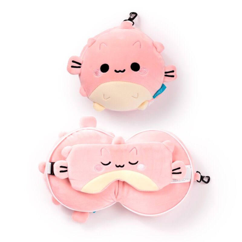 Relaxeazzz adoramals Puff the Kugelfisch runde Reisekissen-Schlafmaske