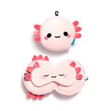 Relaxeazzz Adoramals Maddie der Axolotl Reisekissen-Schlafmaske
