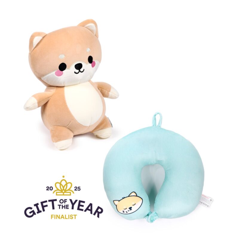 Swapseazzz Adoramals Shuggs the Shiba Inu 2-in-1-Plüsch-Reisekissen