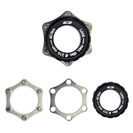 Cyclo tech adapter centerlock naar 6 gaats, thru axle