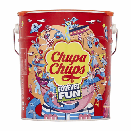 Chupa Chups das Beste aus der Dose - Bonbons - inklusive Cola, Erdbeere, Apfel, Erdbeer-Sahne-Geschmack - 1x150 Stück