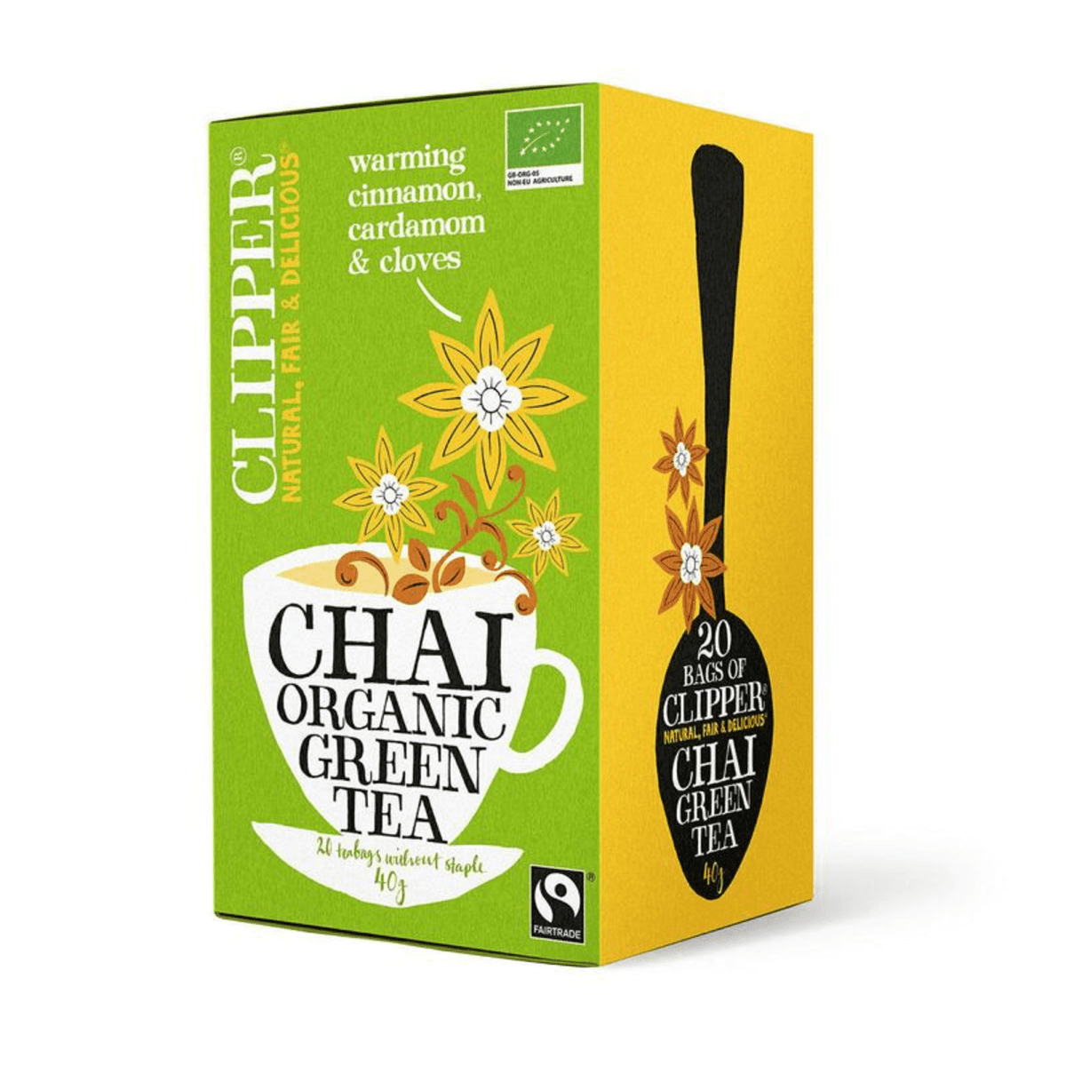 Clipper Teeknipser Grüner Tee Chai Bio (4x 20 Stück)