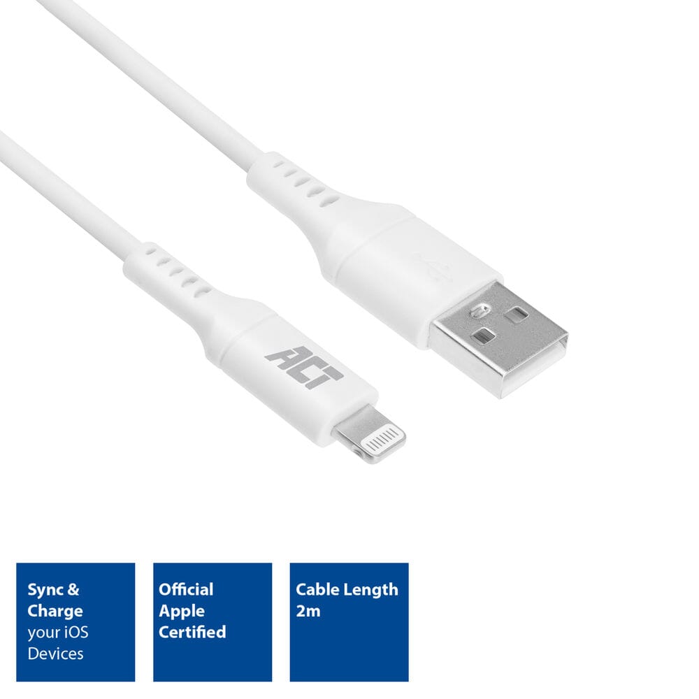 Act USB A auf Lightning Lade- und Datenkabel 2 m MFI-zertifiziert