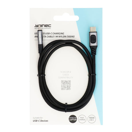 Yanec USB-C auf USB-C Lade- und Datenkabel 1 m Nylon (100 W)