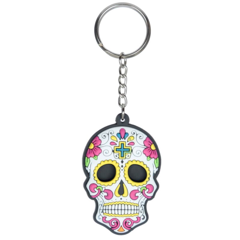 Dia de los muertos mexikanischer Totenkopf-Schlüsselanhänger aus PVC