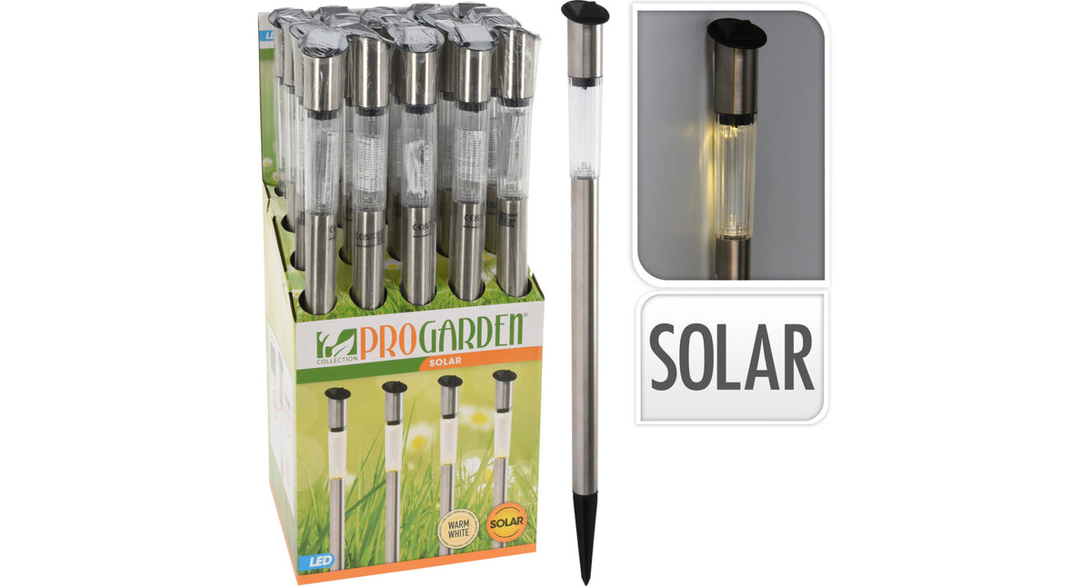 Solarlamp tuinsteker rvs d4 h70cm warm white