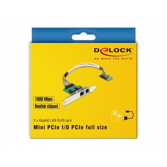 Delock mini pcie i o pcie volle Größe 2 x Gigabit Lan