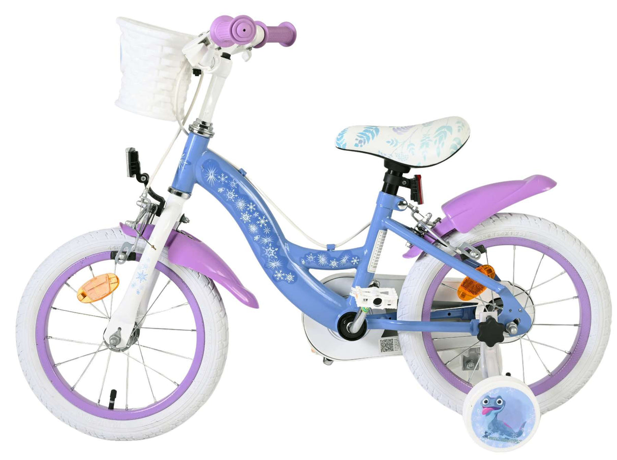 Volare Disney Frozen 2 Kinderfahrrad – Mädchen – 14 Zoll – Blau Lila – Zwei Handbremsen