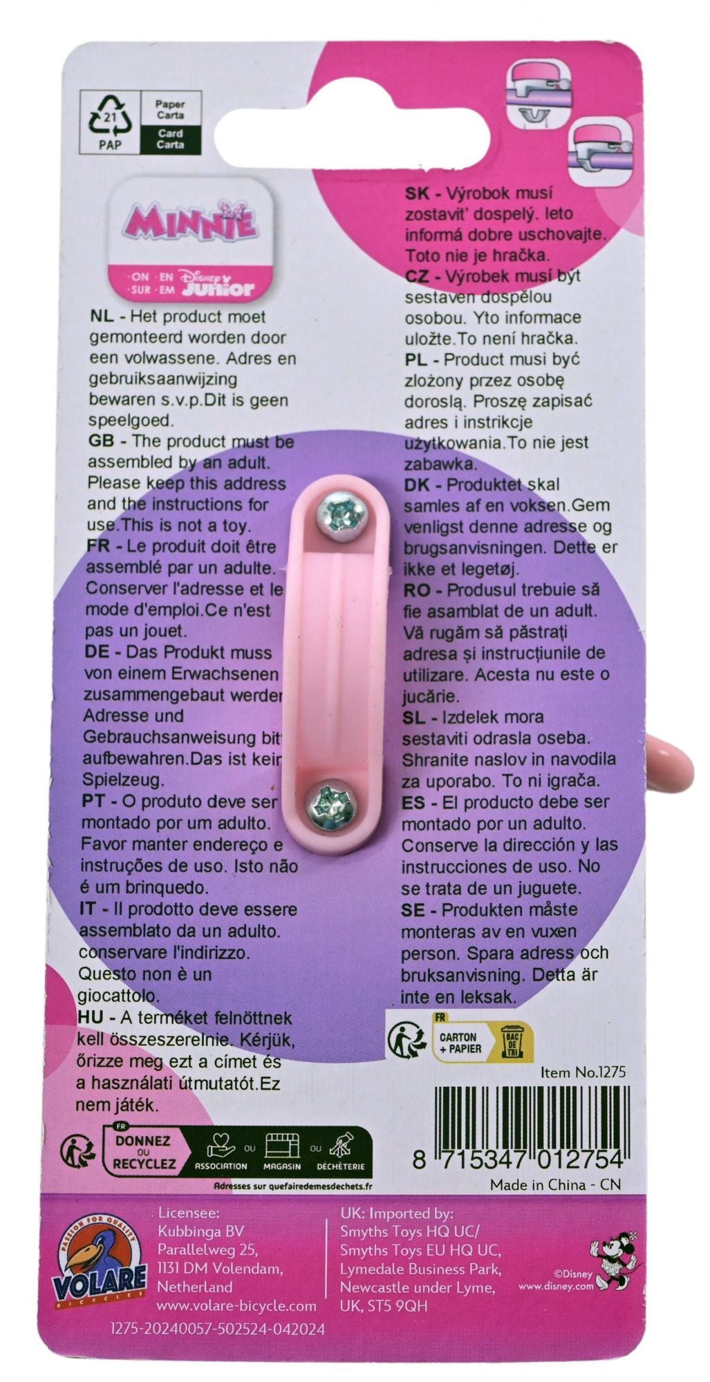 Disney Minnie Bow-Tique Fahrradklingel – Mädchen – Rosa