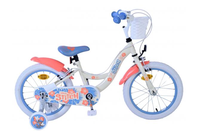 Stitch Stitch Kinderfahrrad Mädchen 16 Zoll Creme Koralle Blau Zwei Handbremsen