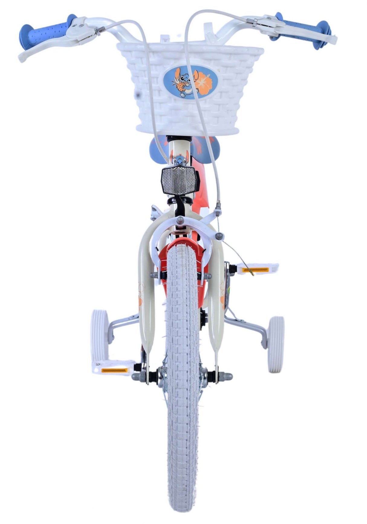 Stitch Stitch Kinderfahrrad Mädchen 16 Zoll Creme Koralle Blau Zwei Handbremsen