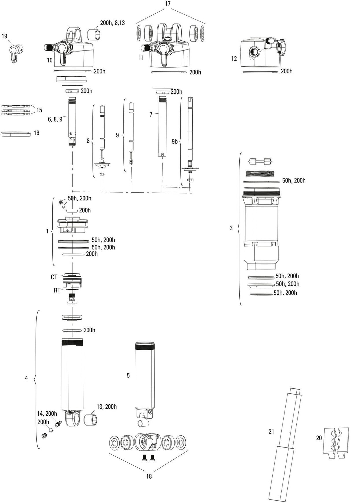 Rockshox Stoßdämpfer Deluxe Ultimate RCT Hinterradstoßdämpfer RS Del.ult.RCT 165 x 40 mm