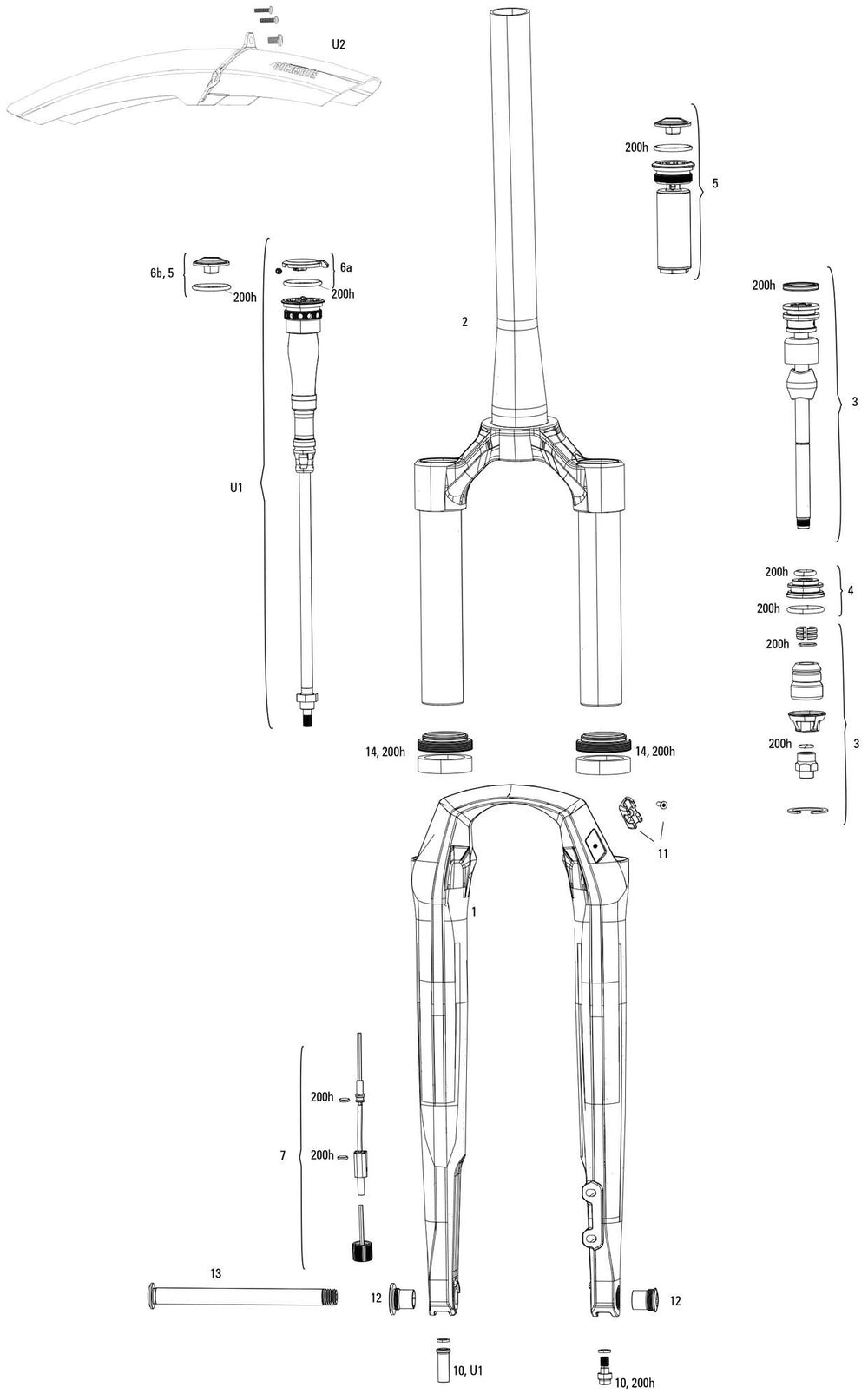 RockShox RS Federgabel Rudy U 700C 40mm 51Off Rot